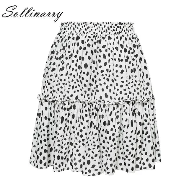VenusFox Red Ruffles Leopard Summer Boho Skirts