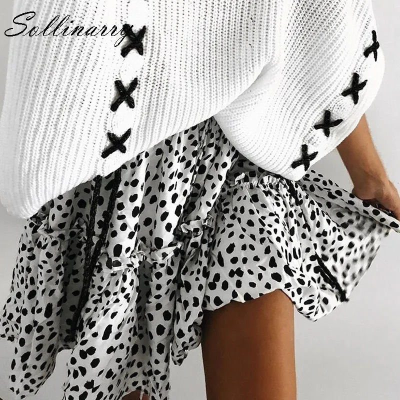 VenusFox Red Ruffles Leopard Summer Boho Skirts