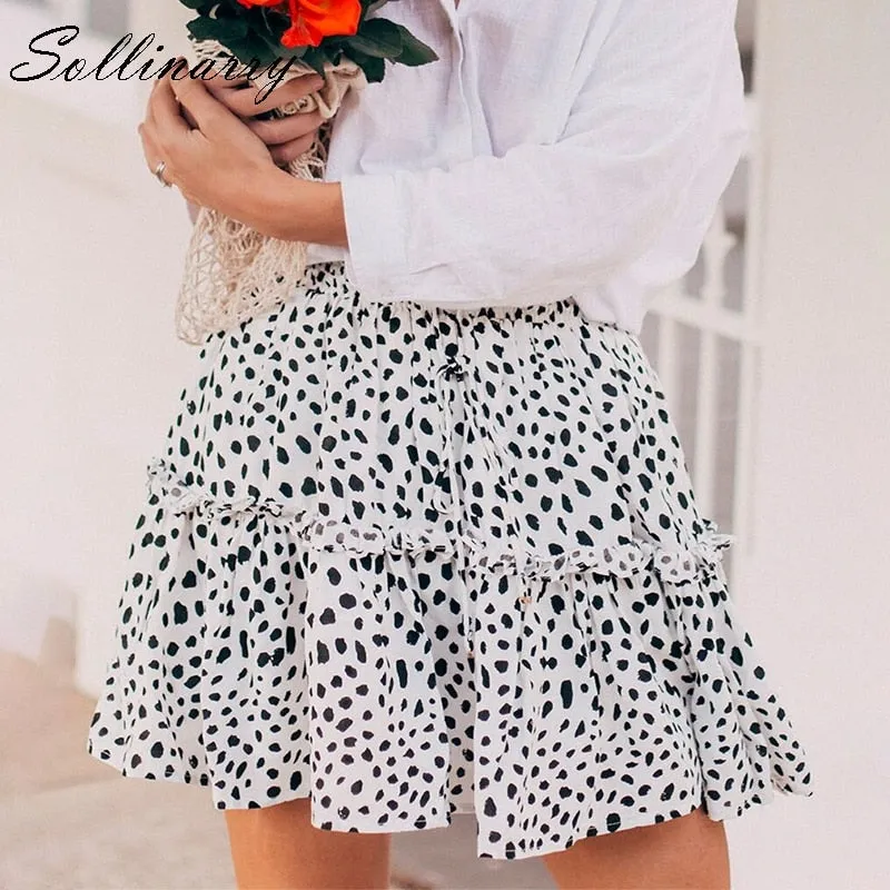 VenusFox Red Ruffles Leopard Summer Boho Skirts