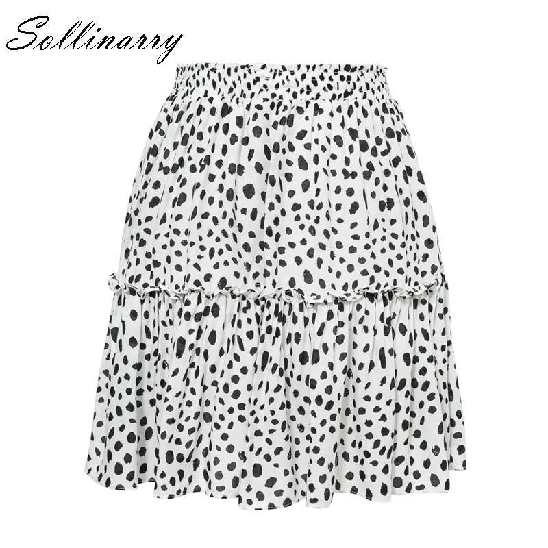 VenusFox Red Ruffles Leopard Summer Boho Skirts