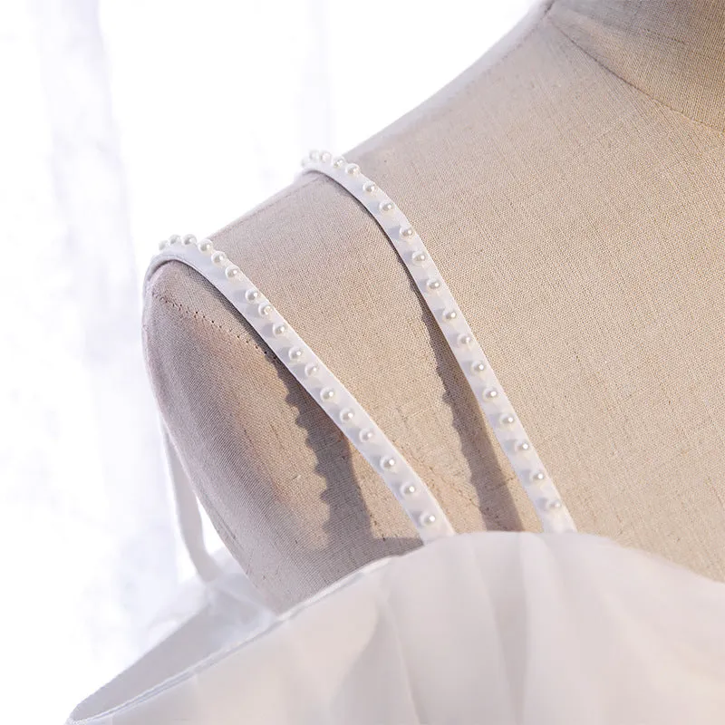 White Tulle Long Prom Dress A Line Simple Wedding Dress 201